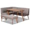 Baxton Studio Odessa Mid-Century Modern Grey Fabric and Walnut Brown Finished Wood 4-Piece Dining Nook Set 175-10843-10842-10840-Zoro - alternate 1